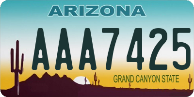 AZ license plate AAA7425