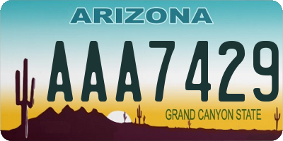 AZ license plate AAA7429