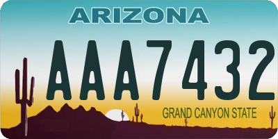 AZ license plate AAA7432