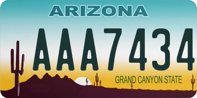 AZ license plate AAA7434