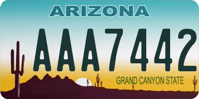 AZ license plate AAA7442