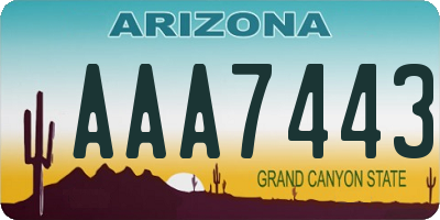 AZ license plate AAA7443