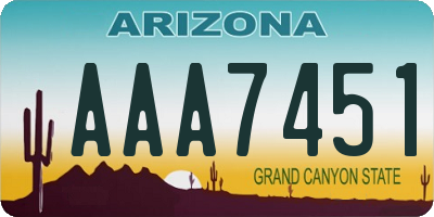 AZ license plate AAA7451