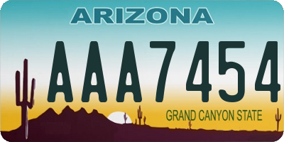 AZ license plate AAA7454