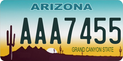 AZ license plate AAA7455