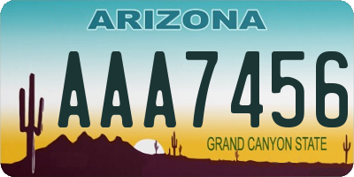 AZ license plate AAA7456