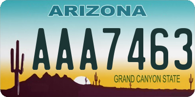 AZ license plate AAA7463