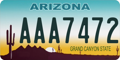 AZ license plate AAA7472