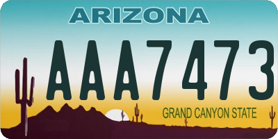 AZ license plate AAA7473