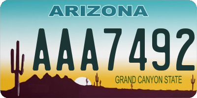 AZ license plate AAA7492