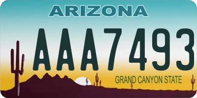 AZ license plate AAA7493