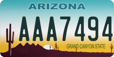 AZ license plate AAA7494