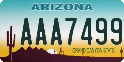 AZ license plate AAA7499