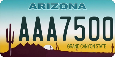 AZ license plate AAA7500