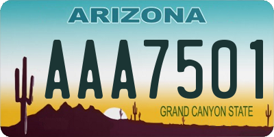 AZ license plate AAA7501