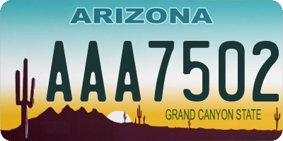 AZ license plate AAA7502