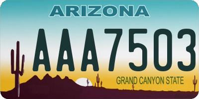 AZ license plate AAA7503