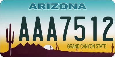 AZ license plate AAA7512