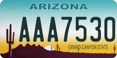 AZ license plate AAA7530