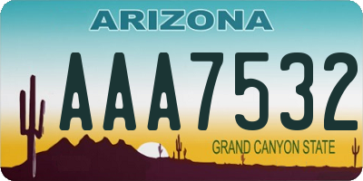 AZ license plate AAA7532