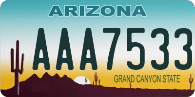 AZ license plate AAA7533