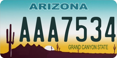 AZ license plate AAA7534