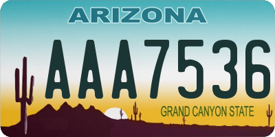 AZ license plate AAA7536