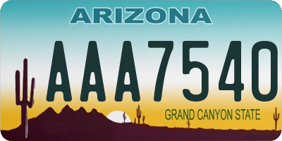 AZ license plate AAA7540