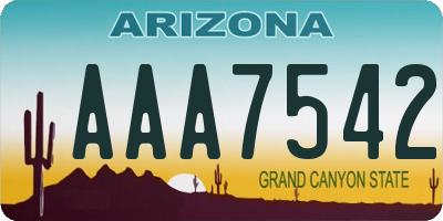 AZ license plate AAA7542