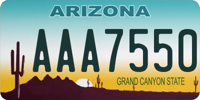 AZ license plate AAA7550