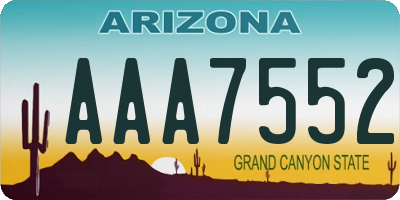 AZ license plate AAA7552