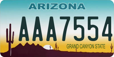 AZ license plate AAA7554