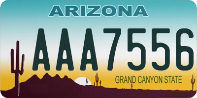 AZ license plate AAA7556