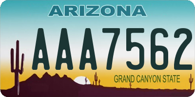 AZ license plate AAA7562