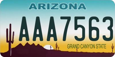 AZ license plate AAA7563