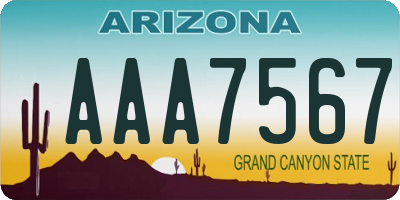 AZ license plate AAA7567