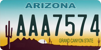 AZ license plate AAA7574