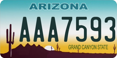 AZ license plate AAA7593