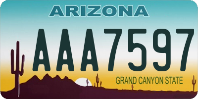 AZ license plate AAA7597