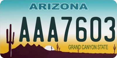 AZ license plate AAA7603