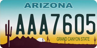 AZ license plate AAA7605