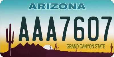 AZ license plate AAA7607