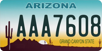 AZ license plate AAA7608