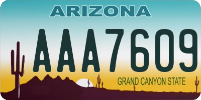 AZ license plate AAA7609