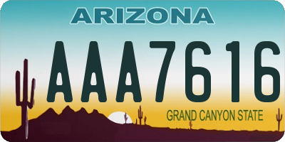 AZ license plate AAA7616