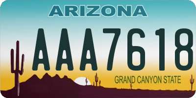 AZ license plate AAA7618