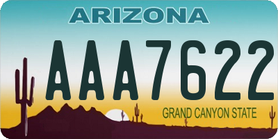 AZ license plate AAA7622