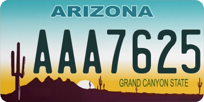 AZ license plate AAA7625