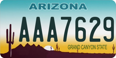 AZ license plate AAA7629