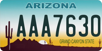 AZ license plate AAA7630